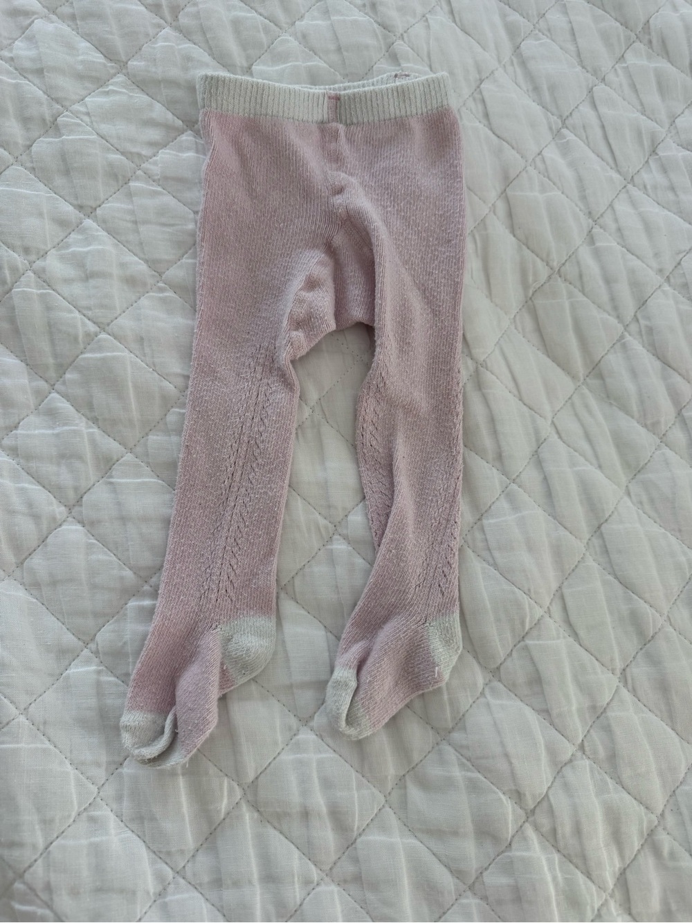 Baby Biden Soft Knit Pink Baby Tights with Footed Design